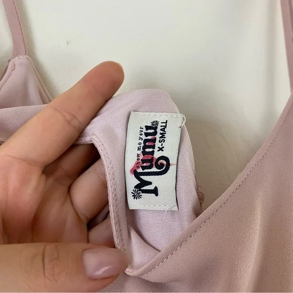 Show me your MuMu Size XS Blush Pink Caitlin Ruffle Spaghetti Strap Maxi Dress - Picture 6 of 7